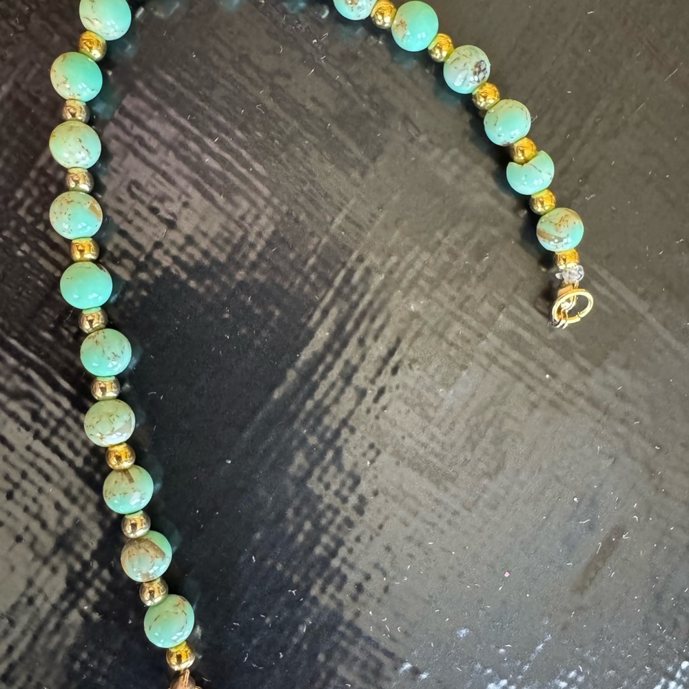 Turquoise Jade and Gold Beaded bracelet